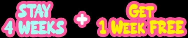 Stay 4 weeks get 1 week free